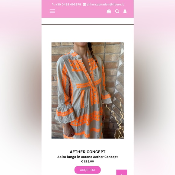 Aether Concept Embroidered Cotton Tunic Dress Orange Beige | M - Picture 2 of 14